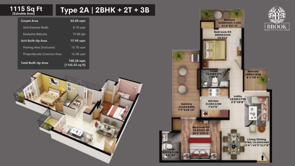 1115sf Floor Plan