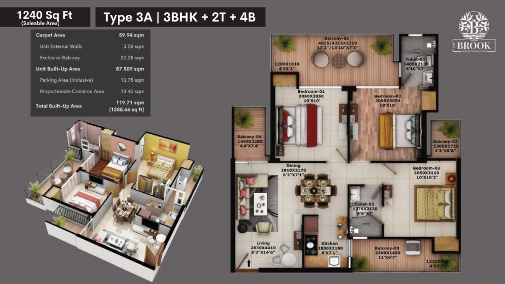 1240sf Floor Plan